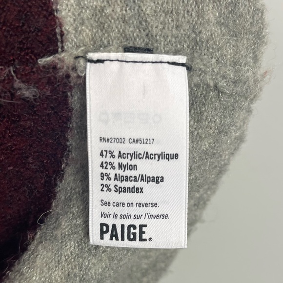 PAIGE Maison Cardigan Grey & Cabernet Stripe Open Front Alpaca Duster Sweater M - Picture 11 of 16